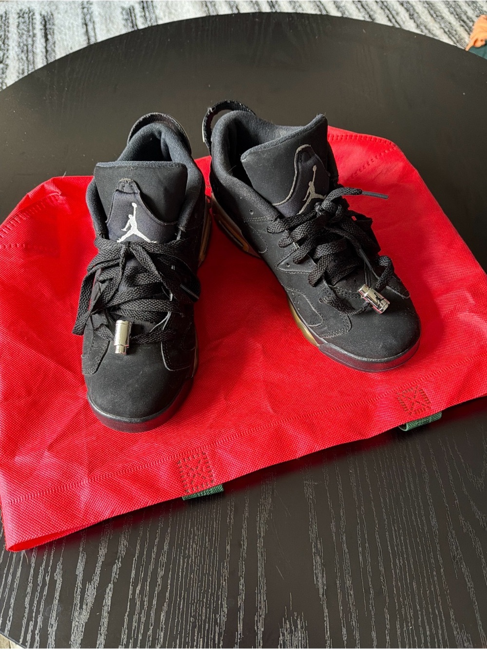 Jordan 6 Retro black suede and chrome low top Kids with Jumpman Logo